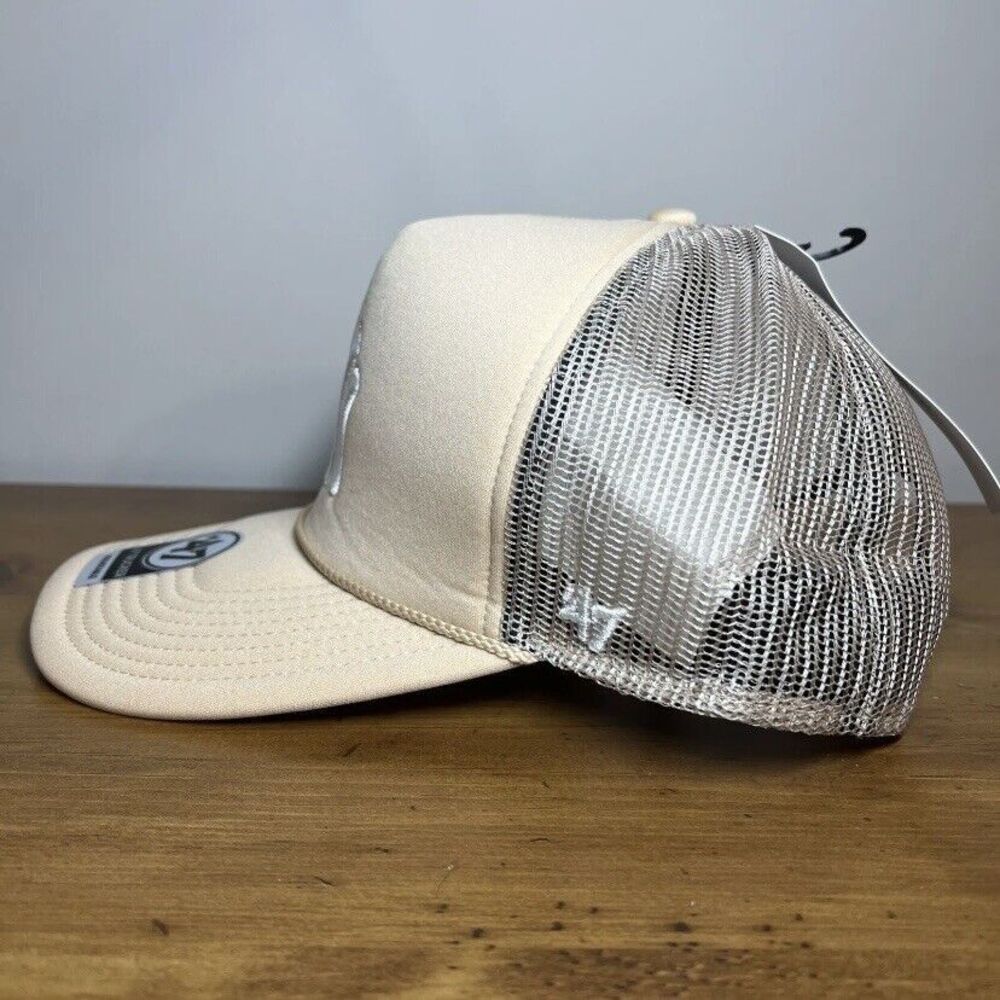 '47 Brand New York Yankees Trucker Snapback Baseball Hat Cap Beige Sand Tan NEW - Picture 5 of 8